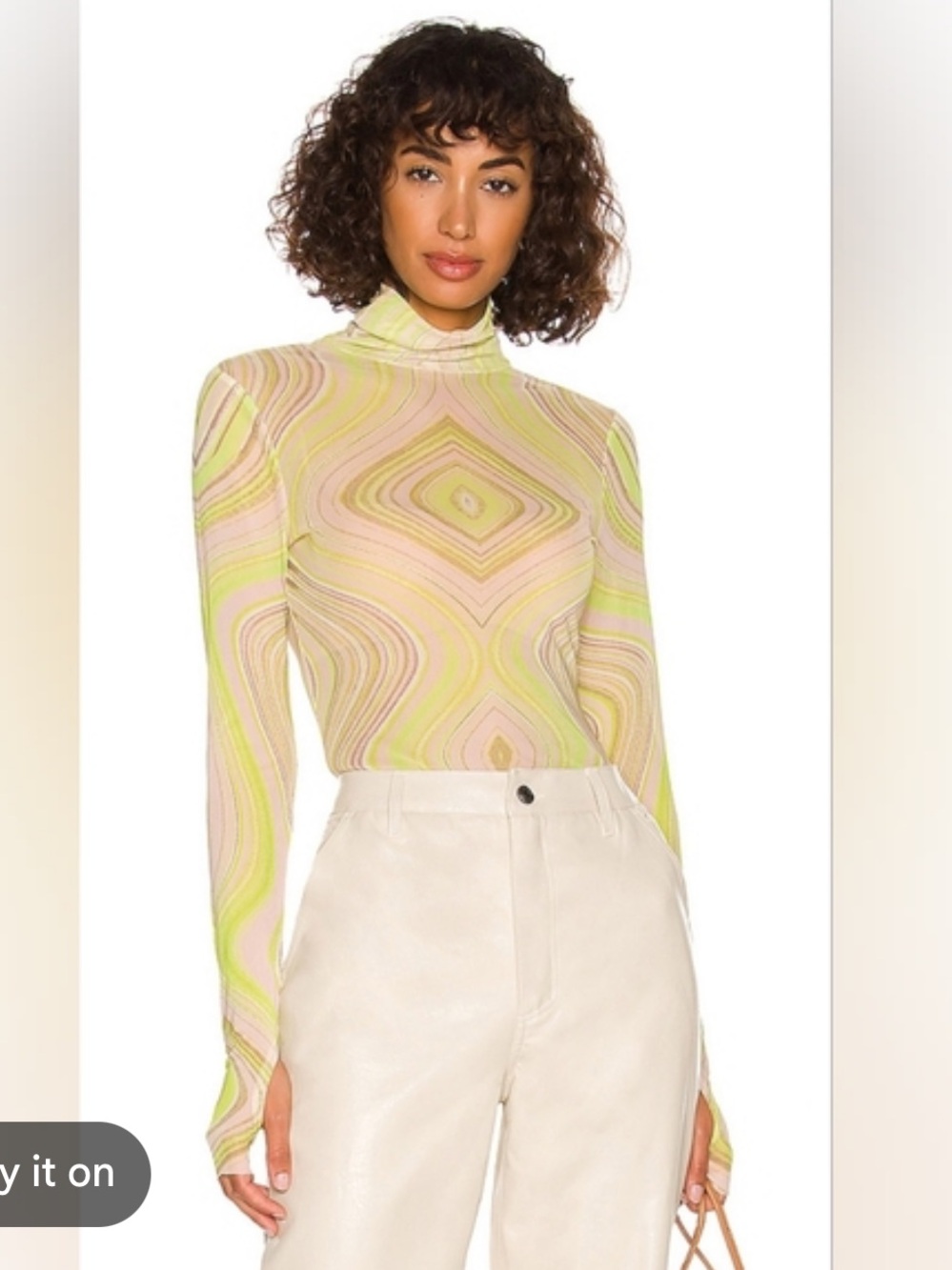 NWT AFRM Zadie Swirl Mesh Turtleneck top shirt blouse